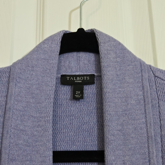 Talbots Soft Purple Open Front Cardigan - Picture 4 of 9